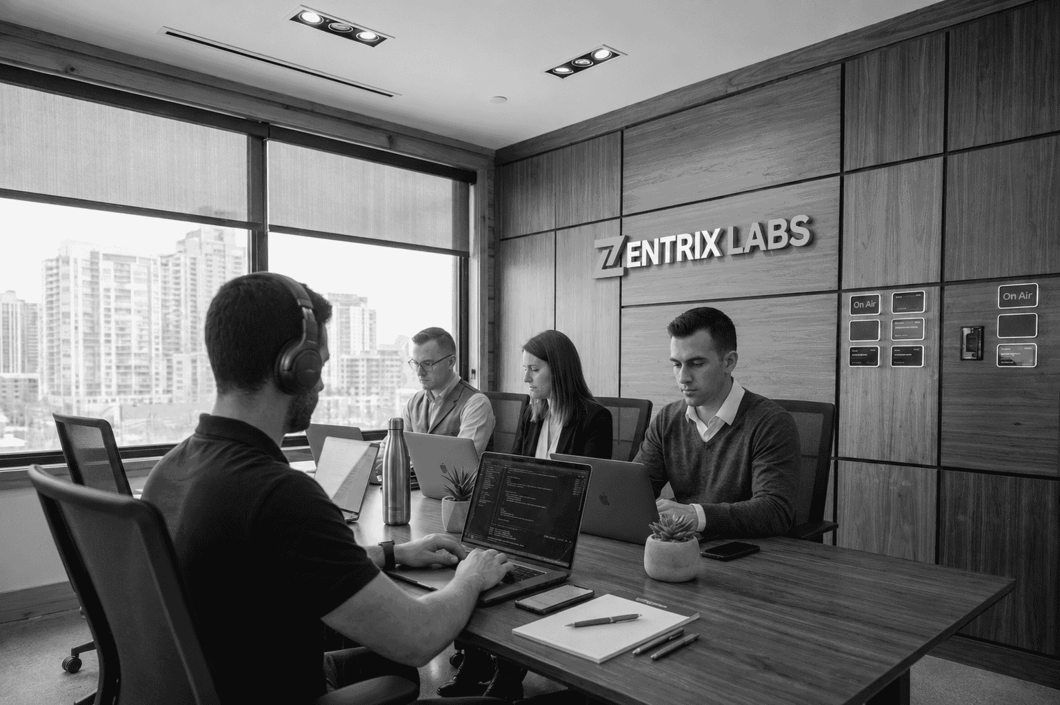 Zentrix Labs team collaborating on web design and digital marketing projects