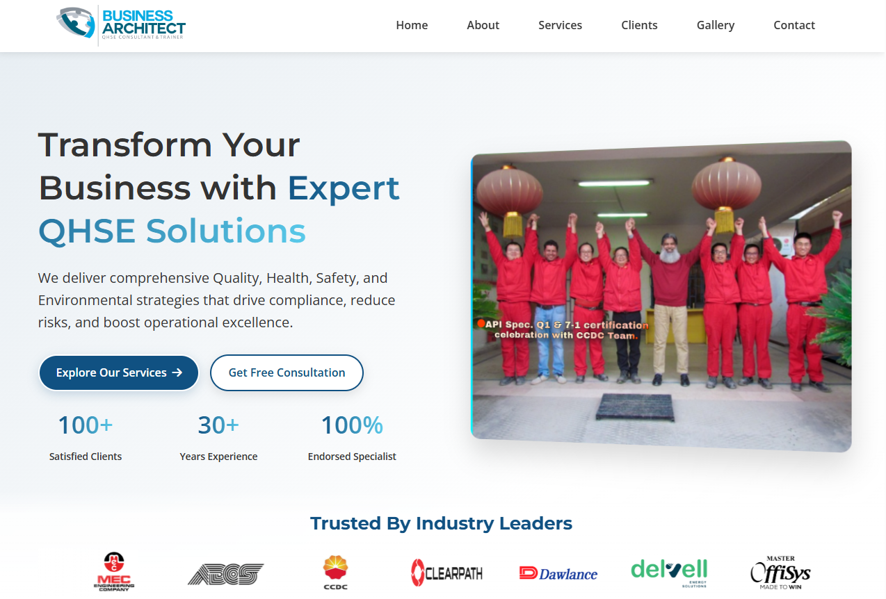 Business Architect - QHSE consultancy website